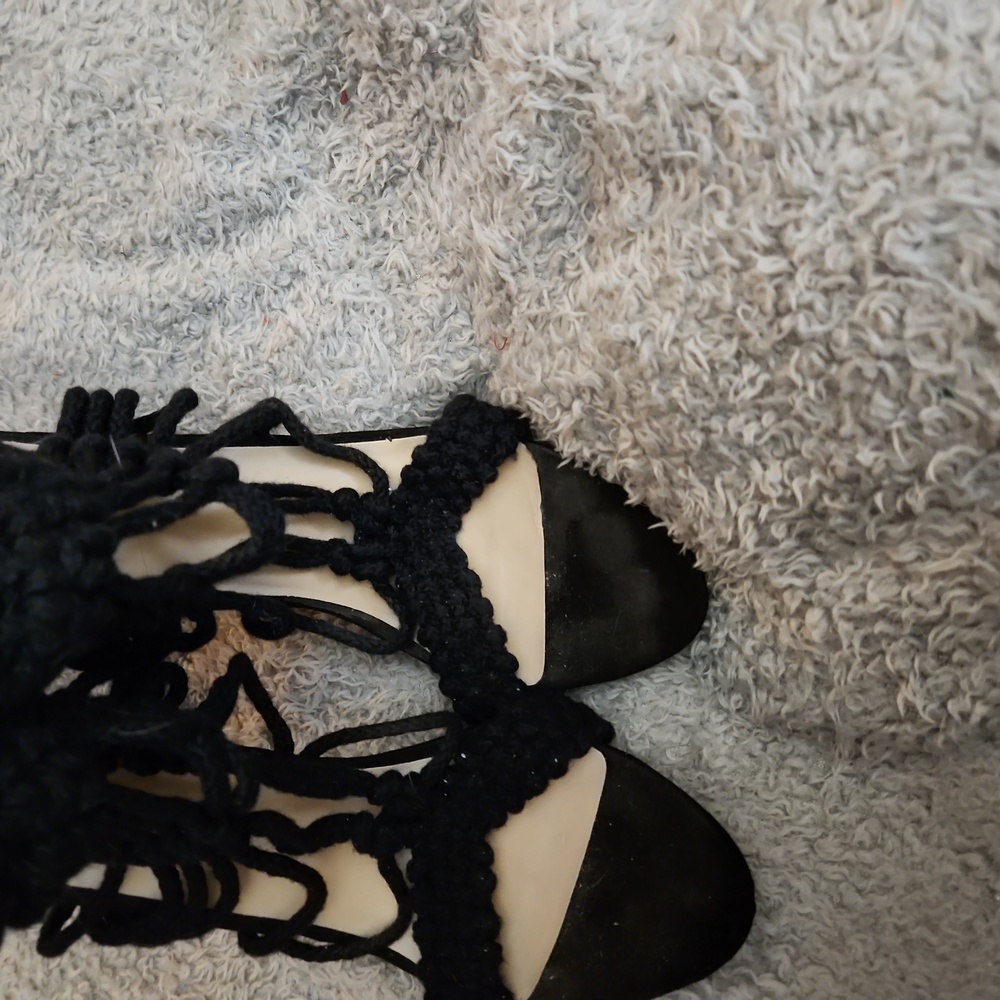 Justfab Size 10 Braided Knit Crochet Steletto Heels - Picture 3 of 7